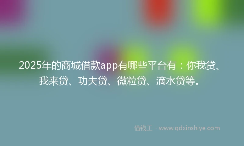2025年的商城借款app有哪些平台有：你我贷、我来贷、功夫贷、微粒贷、滴水贷等。