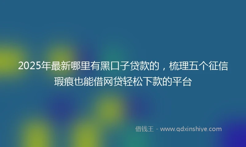 2025年最新哪里有黑口子贷款的，梳理五个征信瑕疵也能借网贷轻松下款的平台
