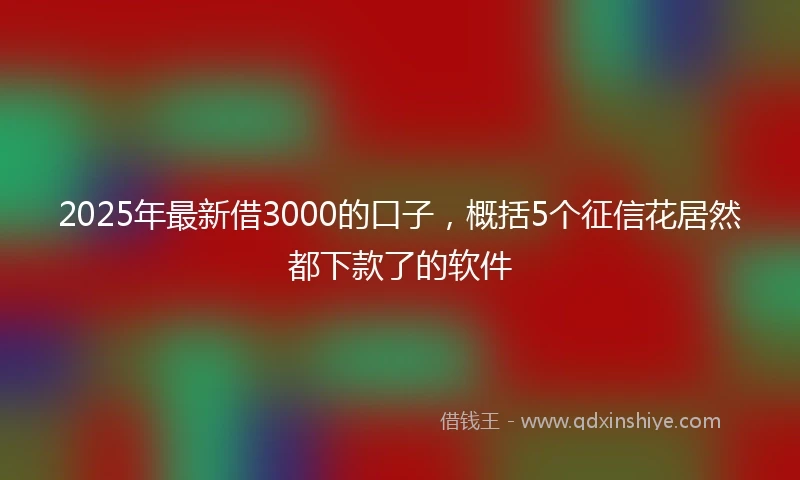 2025年最新借3000的口子，概括5个征信花居然都下款了的软件