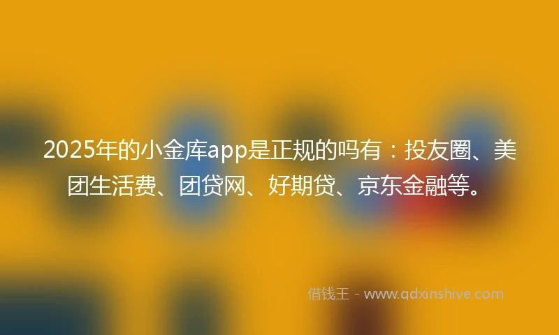 2025年的小金库app是正规的吗有：投友圈、美团生活费、团贷网、好期贷、京东金融等。