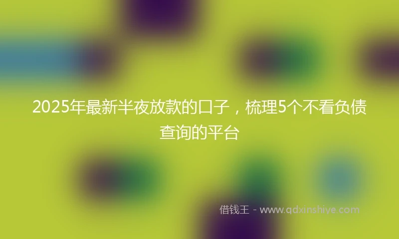 2025年最新半夜放款的口子，梳理5个不看负债查询的平台