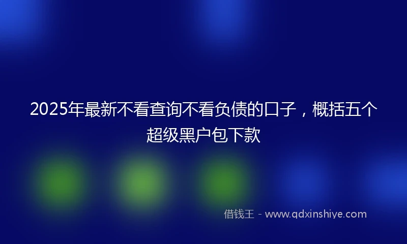 2025年最新不看查询不看负债的口子，概括五个超级黑户包下款