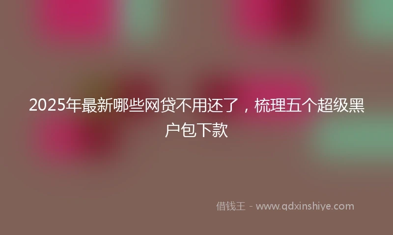 2025年最新哪些网贷不用还了，梳理五个超级黑户包下款