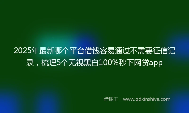 2025年最新哪个平台借钱容易通过不需要征信记录，梳理5个无视黑白100%秒下网贷app