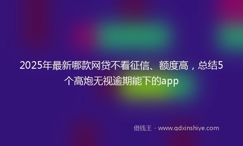 2025年最新哪款网贷不看征信、额度高，总结5个高炮无视逾期能下的app