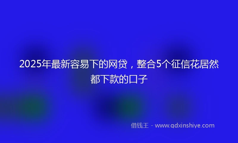 2025年最新容易下的网贷，整合5个征信花居然都下款的口子