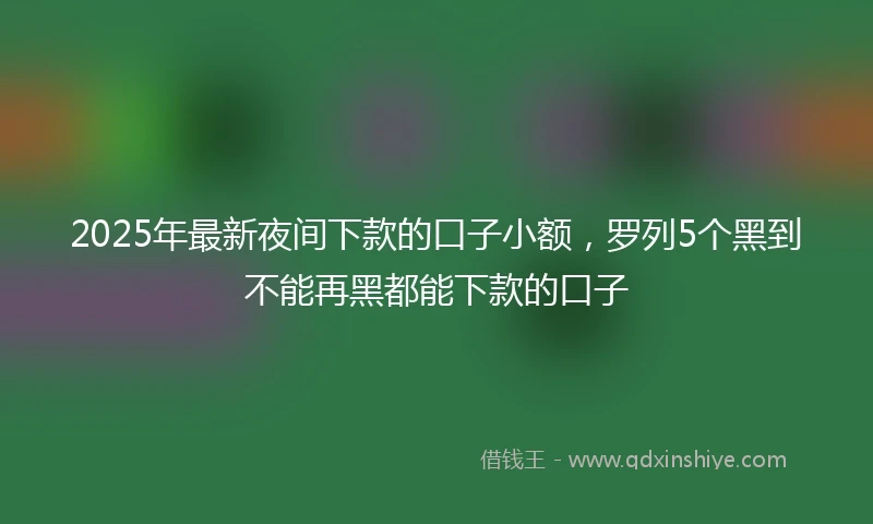2025年最新夜间下款的口子小额，罗列5个黑到不能再黑都能下款的口子