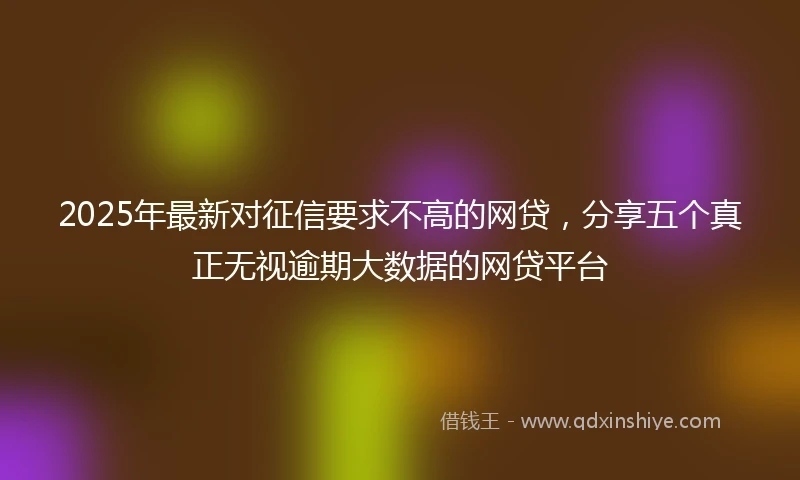 2025年最新对征信要求不高的网贷，分享五个真正无视逾期大数据的网贷平台