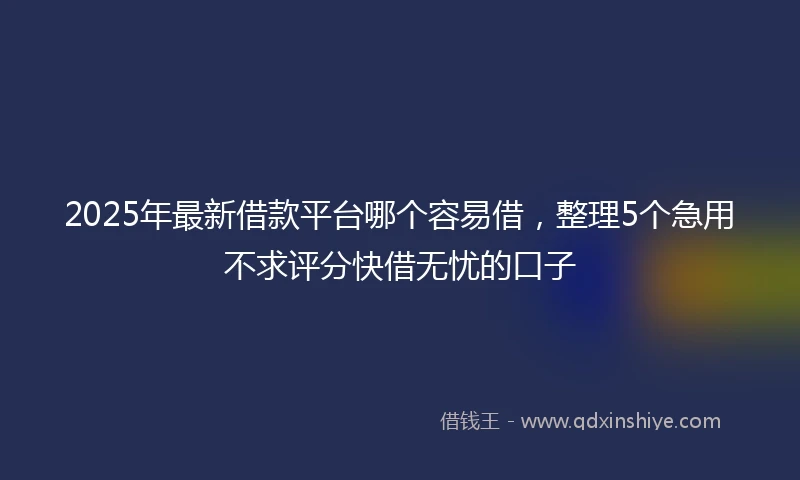2025年最新借款平台哪个容易借，整理5个急用不求评分快借无忧的口子