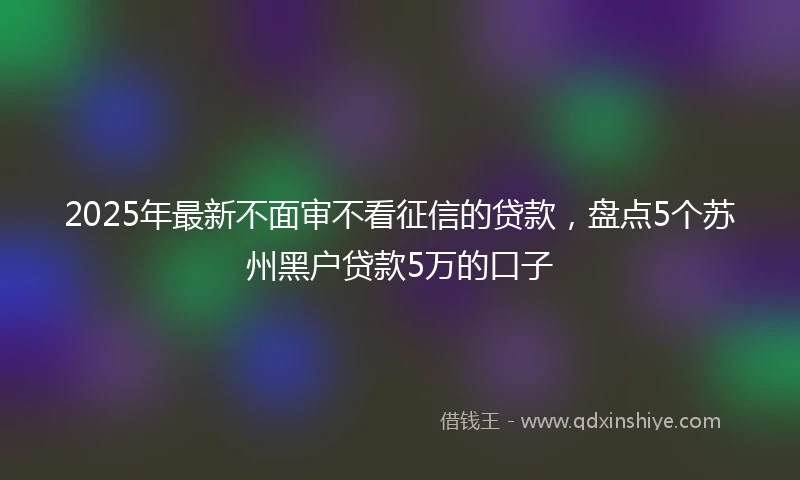2025年最新不面审不看征信的贷款，盘点5个苏州黑户贷款5万的口子