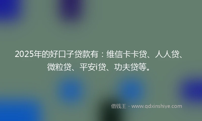 2025年的好口子贷款有：维信卡卡贷、人人贷、微粒贷、平安i贷、功夫贷等。