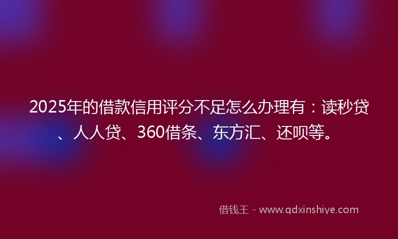 2025年的借款信用评分不足怎么办理有：读秒贷、人人贷、360借条、东方汇、还呗等。