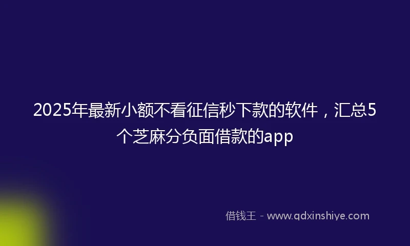 2025年最新小额不看征信秒下款的软件，汇总5个芝麻分负面借款的app