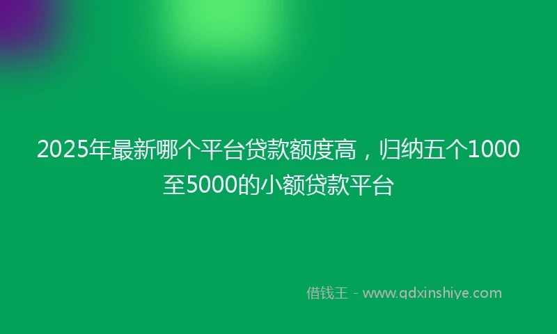 2025年最新哪个平台贷款额度高，归纳五个1000至5000的小额贷款平台