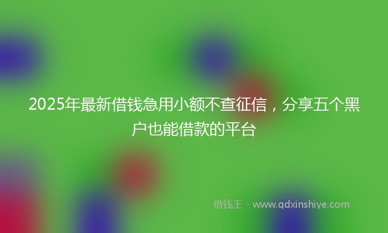 2025年最新借钱急用小额不查征信，分享五个黑户也能借款的平台