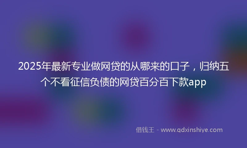 2025年最新专业做网贷的从哪来的口子，归纳五个不看征信负债的网贷百分百下款app