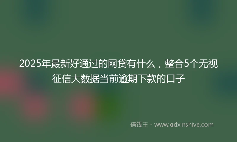 2025年最新好通过的网贷有什么，整合5个无视征信大数据当前逾期下款的口子