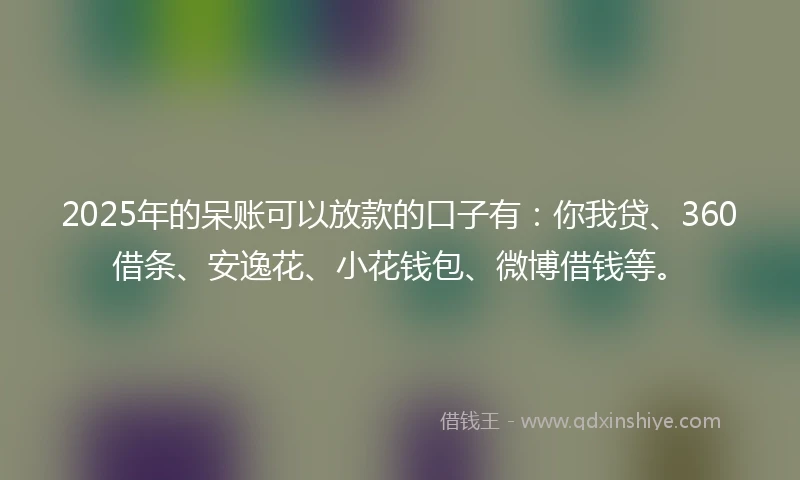 2025年的呆账可以放款的口子有：你我贷、360借条、安逸花、小花钱包、微博借钱等。