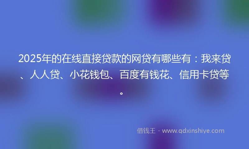 2025年的在线直接贷款的网贷有哪些有：我来贷、人人贷、小花钱包、百度有钱花、信用卡贷等。