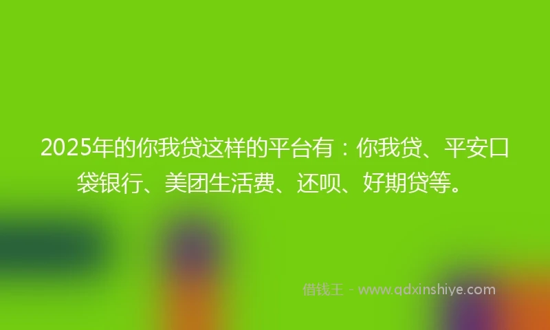 2025年的你我贷这样的平台有：你我贷、平安口袋银行、美团生活费、还呗、好期贷等。