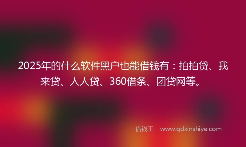 2025年的什么软件黑户也能借钱有：拍拍贷、我来贷、人人贷、360借条、团贷网等。