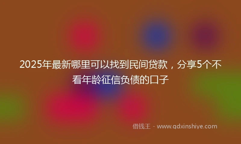 2025年最新哪里可以找到民间贷款，分享5个不看年龄征信负债的口子