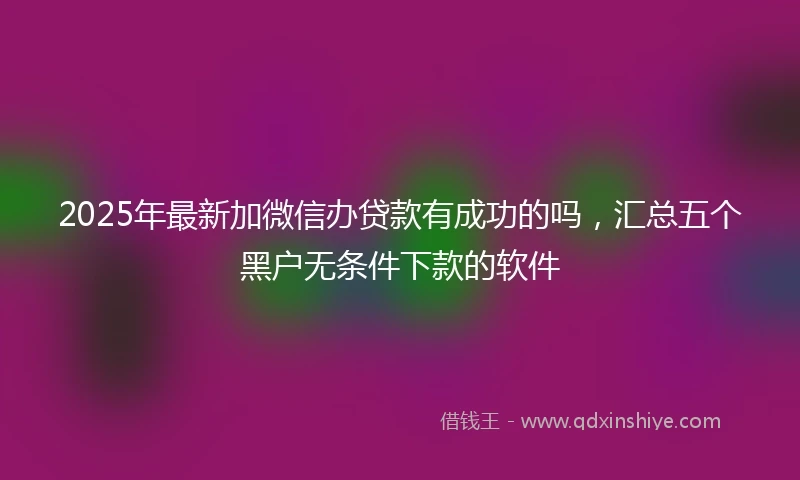 2025年最新加微信办贷款有成功的吗，汇总五个黑户无条件下款的软件