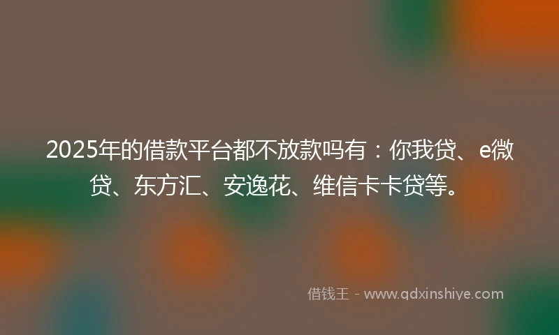 2025年的借款平台都不放款吗有：你我贷、e微贷、东方汇、安逸花、维信卡卡贷等。