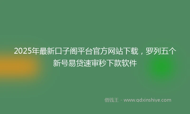 2025年最新口子阁平台官方网站下载，罗列五个新号易贷速审秒下款软件