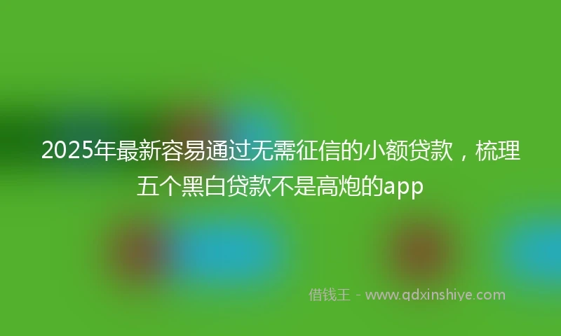 2025年最新容易通过无需征信的小额贷款，梳理五个黑白贷款不是高炮的app