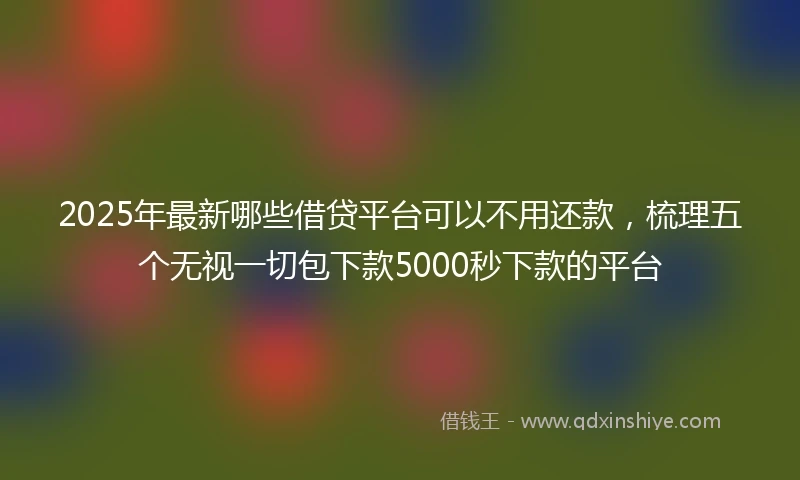 2025年最新哪些借贷平台可以不用还款，梳理五个无视一切包下款5000秒下款的平台