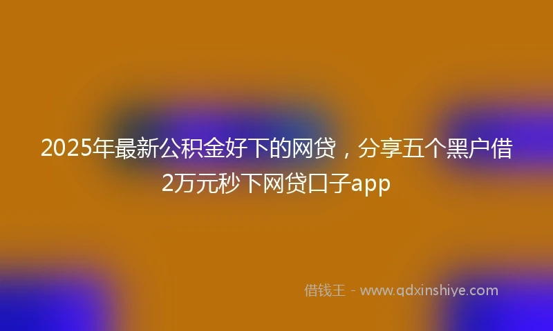 2025年最新公积金好下的网贷，分享五个黑户借2万元秒下网贷口子app
