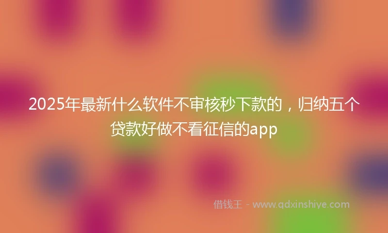 2025年最新什么软件不审核秒下款的，归纳五个贷款好做不看征信的app