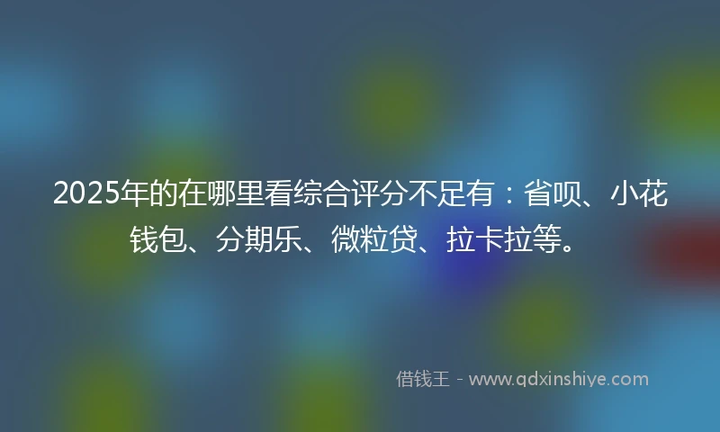 2025年的在哪里看综合评分不足有：省呗、小花钱包、分期乐、微粒贷、拉卡拉等。