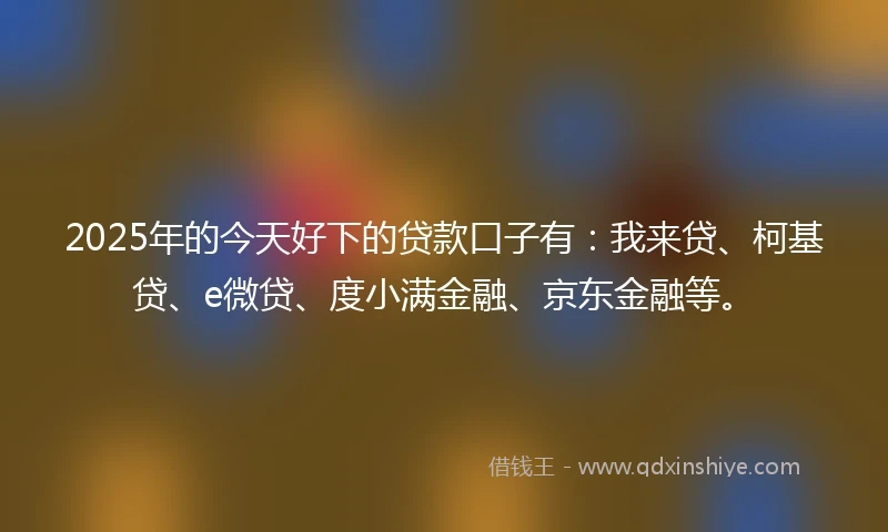 2025年的今天好下的贷款口子有：我来贷、柯基贷、e微贷、度小满金融、京东金融等。