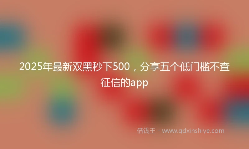 2025年最新双黑秒下500，分享五个低门槛不查征信的app