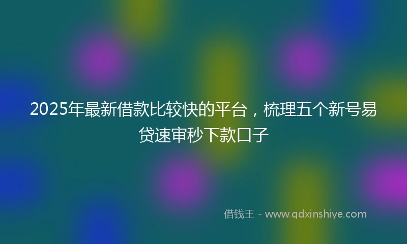2025年最新借款比较快的平台，梳理五个新号易贷速审秒下款口子