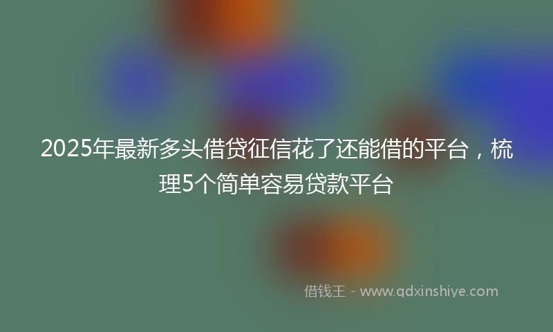 2025年最新多头借贷征信花了还能借的平台,梳理5个简单容易贷款平台
