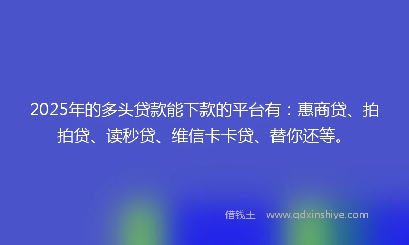2025年的多头贷款能下款的平台有：惠商贷、拍拍贷、读秒贷、维信卡卡贷、替你还等。
