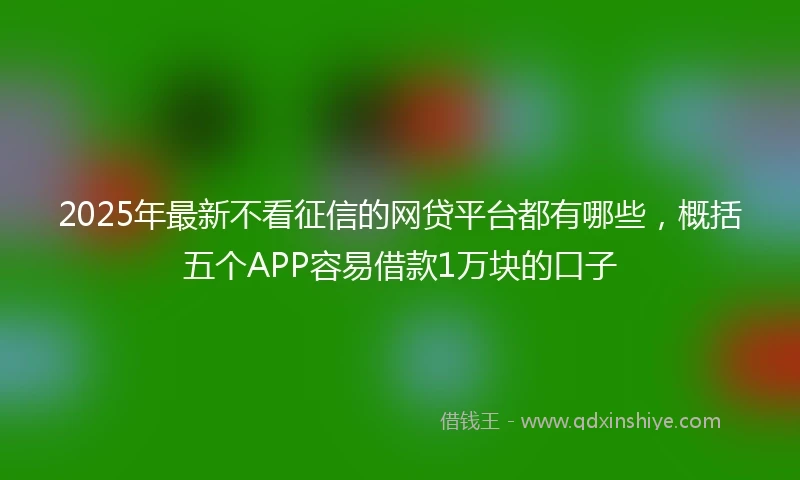 2025年最新不看征信的网贷平台都有哪些，概括五个APP容易借款1万块的口子