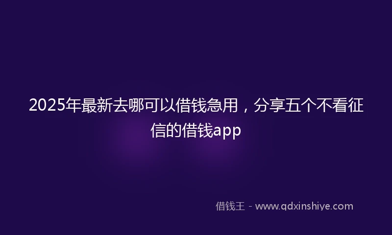 2025年最新去哪可以借钱急用，分享五个不看征信的借钱app