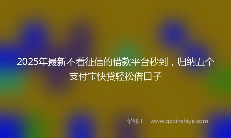 2025年最新不看征信的借款平台秒到，归纳五个支付宝快贷轻松借口子