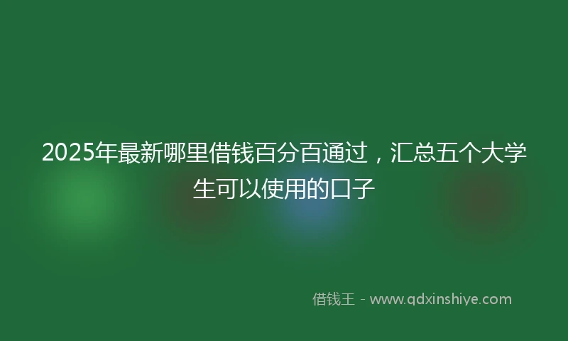 2025年最新哪里借钱百分百通过，汇总五个大学生可以使用的口子