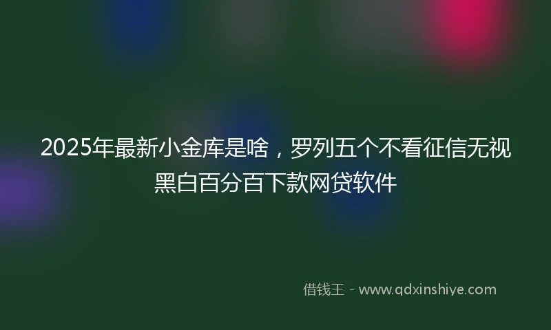 2025年最新小金库是啥，罗列五个不看征信无视黑白百分百下款网贷软件