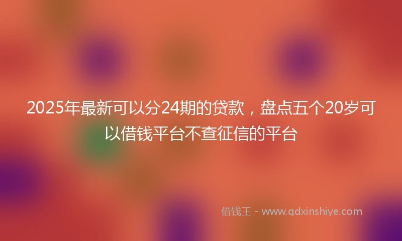 2025年最新可以分24期的贷款，盘点五个20岁可以借钱平台不查征信的平台