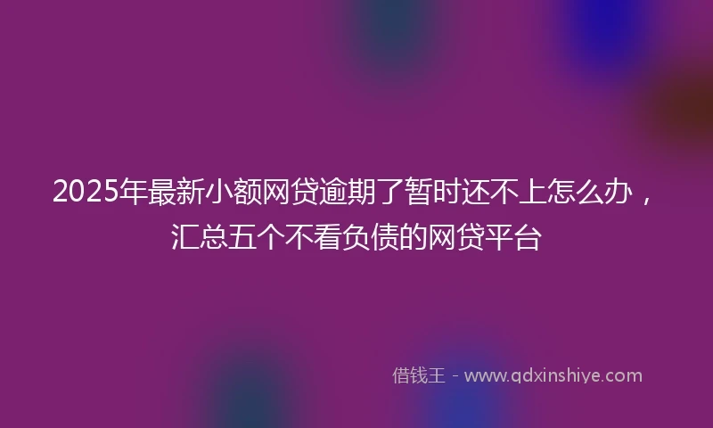 2025年最新小额网贷逾期了暂时还不上怎么办，汇总五个不看负债的网贷平台