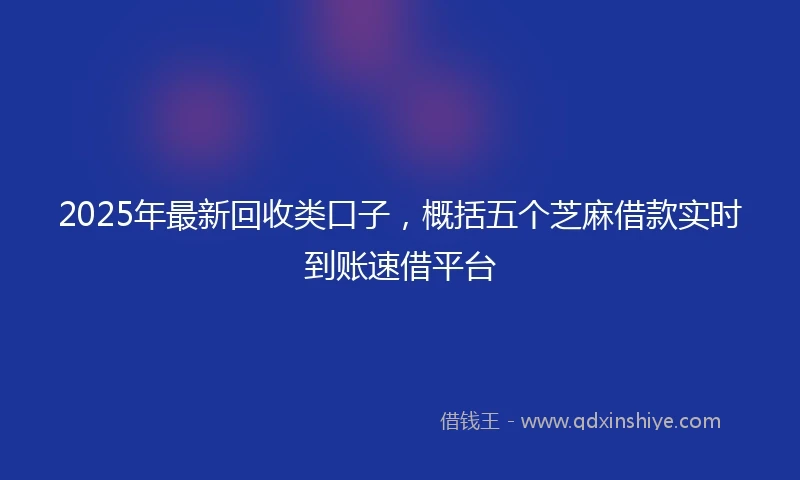 2025年最新回收类口子，概括五个芝麻借款实时到账速借平台