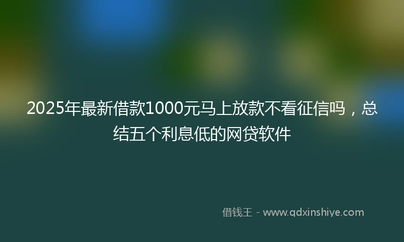 2025年最新借款1000元马上放款不看征信吗，总结五个利息低的网贷软件