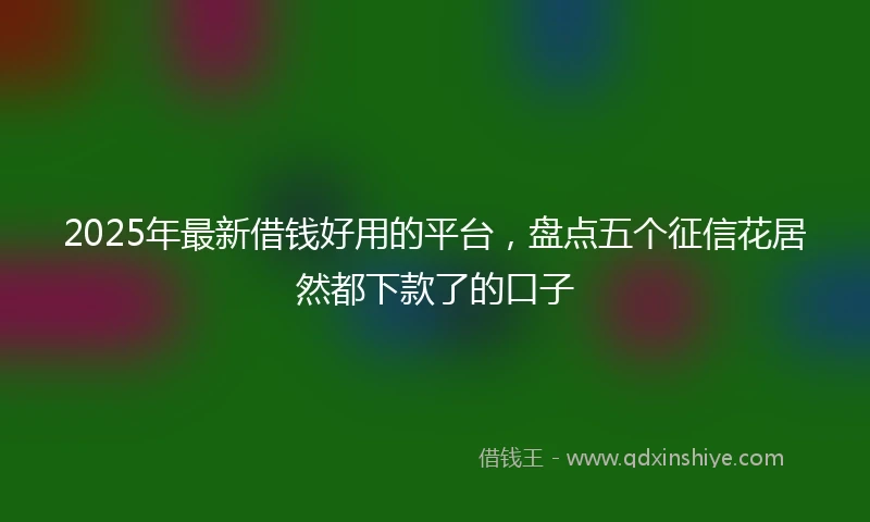 2025年最新借钱好用的平台，盘点五个征信花居然都下款了的口子