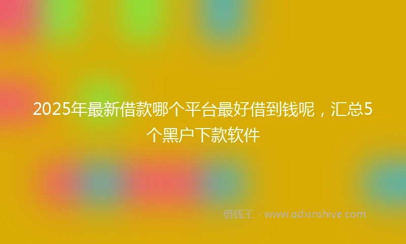 2025年最新借款哪个平台最好借到钱呢，汇总5个黑户下款软件